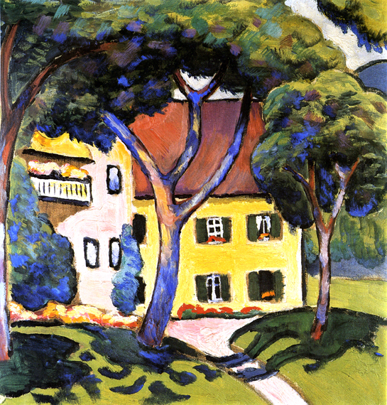 Staudacher’s House At The Tegernsee by August Macke, oil painting reproduction on canvas Staudacher's House At The Tegernsee