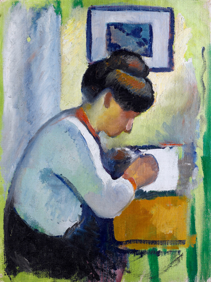 Woman Writing by August Macke, oil painting reproduction on canvas Woman Writing