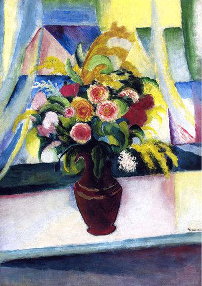 Colourful Bunch Of Flowers In Front Of A Window