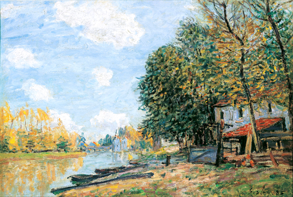 Moret, the Banks of the River Loing, 1877 by Alfred Sisley, oil painting reproduction on canvas Moret, the Banks of the River Loing, 1877