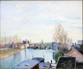 The Loing River in Moret- the Laundry Boat 1890