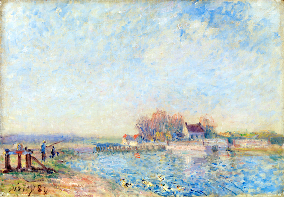 Saint Mammès, Loing Canal by Alfred Sisley, oil painting reproduction on canvas Saint Mammès, Loing Canal