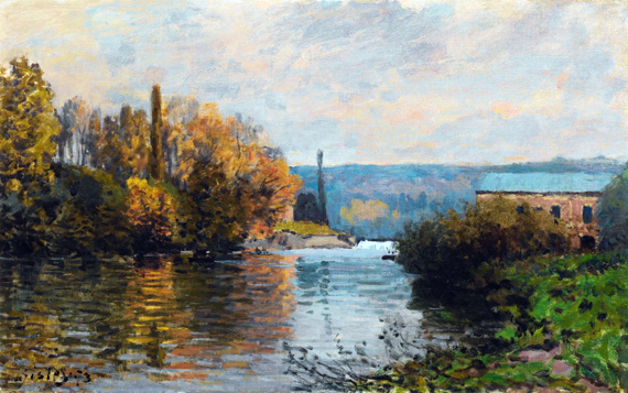 Le Barrage de La Machine à Marly by Alfred Sisley, oil painting reproduction on canvas Le Barrage de La Machine à Marly