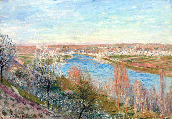 Le Village de Champagne au Coucher Du Soleil, avril