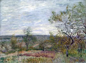 Two Willows, 1920-26-Left Panel Windy Day at Veneux 1882
