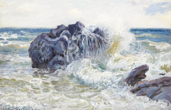 La Vague, Baie de Langland (Pays de Galles) by Alfred Sisley, oil painting reproduction on canvas La Vague, Baie de Langland (Pays de Galles)