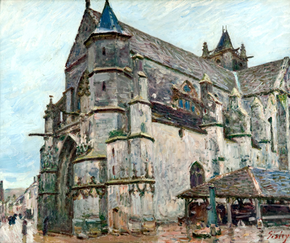 Notre, Dame de Moret Im Morgenregen by Alfred Sisley, oil painting reproduction on canvas Notre, Dame de Moret Im Morgenregen