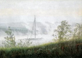 Toledo, 1910 Riverside in fog-Elbe ship in the early morning fog 1821