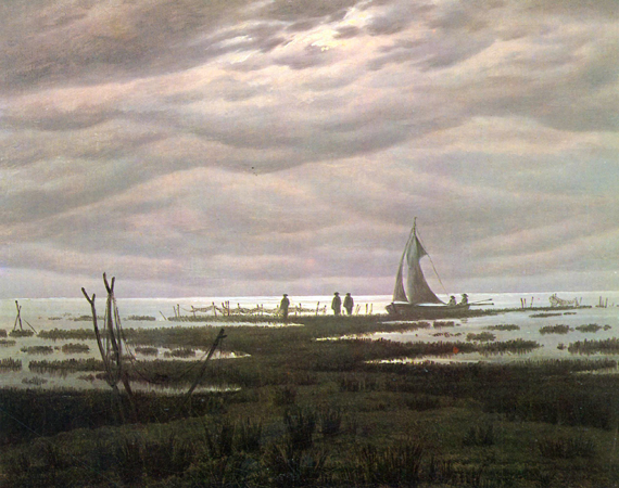 Flat country shank at Bay of Greifswald by Caspar David Friedrich, oil painting reproduction on canvas Flat country shank at Bay of Greifswald