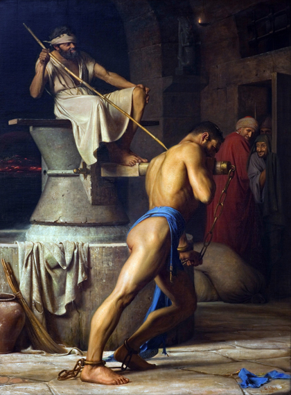 Samson And The Philistines by Carl Heinrich Bloch, oil painting reproduction on canvas Samson And The Philistines