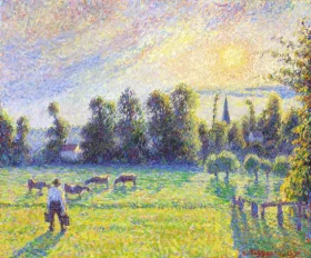 PâTurage, Coucher de Soleil, Eragny 1890