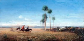 Three Horsemen and Horses Galloping in a Plain (Venezuela) 1857