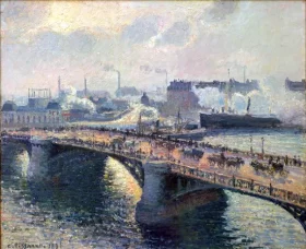 The Boieldieu Bridge in Rouen, Setting Sun, Foggy Weather 1896