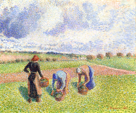 Paysannes Ramassant des Herbes, Eragny, 1886