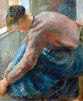 Paysanne attachant Son Soulier 1885