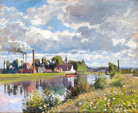 The River Oise Near Pontoise 1873 by Camille Pissarro, oil painting reproduction on canvas The River Oise Near Pontoise 1873