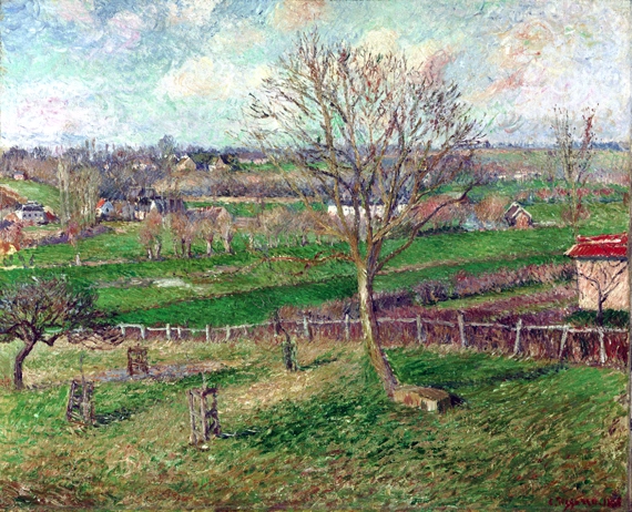 The Field and the Great Walnut Tree in Winter, Eragny 1885 by Camille Pissarro, oil painting reproduction on canvas The Field and the Great Walnut Tree in Winter, Eragny 1885