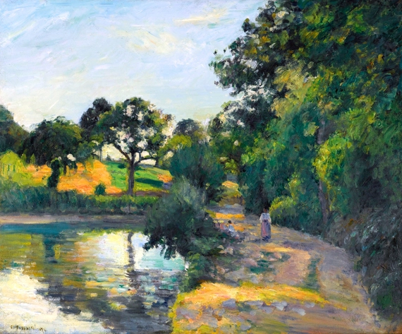 L’ÉTang au Soleil Couchant, Montfoucault 1874 by Camille Pissarro, oil painting reproduction on canvas L'ÉTang au Soleil Couchant, Montfoucault 1874