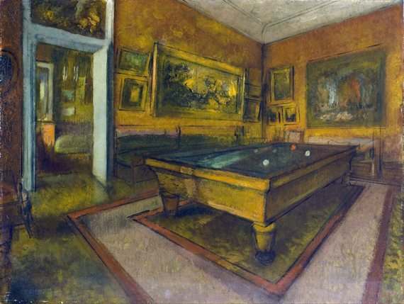 Billiard Room at Ménil-Hubert 1892 by Edgar Degas, oil painting reproduction on canvas Billiard Room at Ménil-Hubert 1892