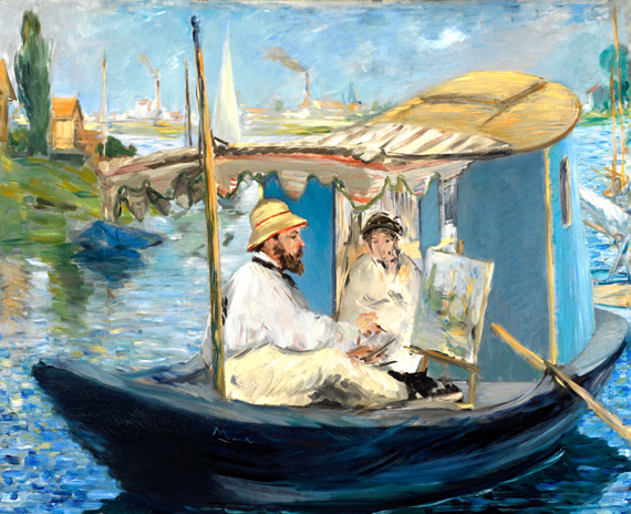 Monet Painting on His Studio Boat 1874