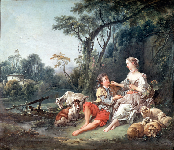Pense-t-il aux raisins? 1747 by Francois Boucher, oil painting reproduction on canvas Pense-t-il aux raisins? 1747