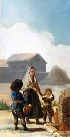 A woman and two children by a fountain 1786