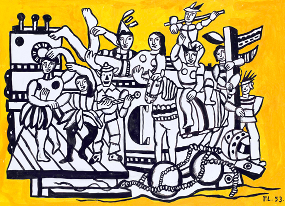 La grande parade sur fond jaune