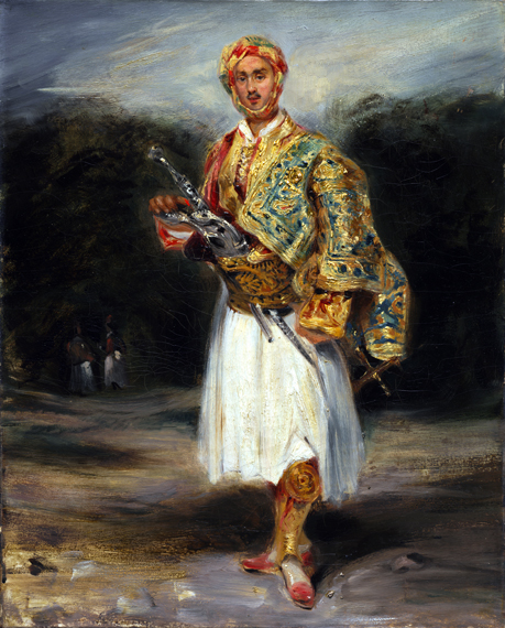 Count Demetrius De Palatiano in Suliot Costume 1800 by Eugene Delacroix, oil painting reproduction on canvas Count Demetrius De Palatiano in Suliot Costume 1800