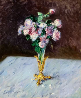 Bouquet De Roses Dans Un Vase De Cristal 1883