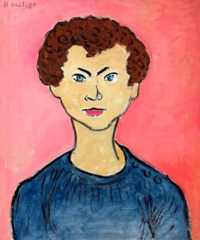 Portrait aux cheveux bouclés, pull marin (Allan Stein)