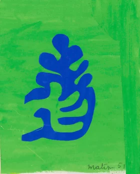 Petite arabesque bleue sur fond vert
