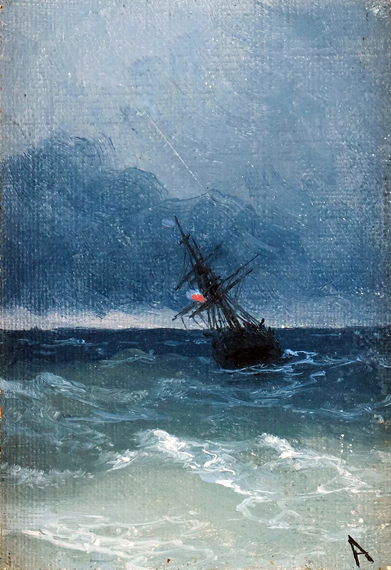 Ship on high seas by Ivan Aivazovsky, oil painting reproduction on canvas Ship on high seas