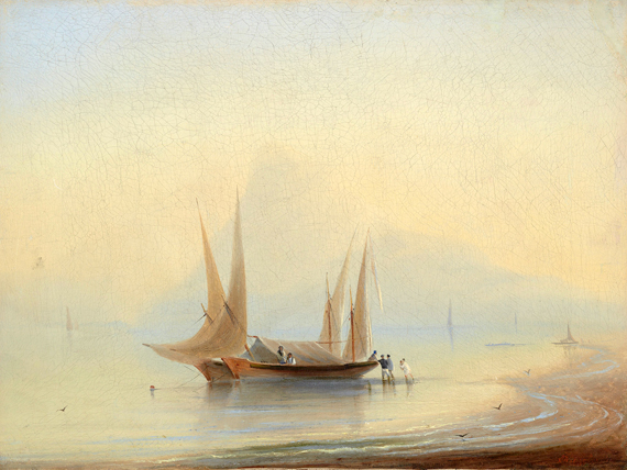 Barge at Sea Shore by Ivan Aivazovsky, oil painting reproduction on canvas Barge at Sea Shore