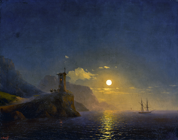 Chapel by the Coast on a Moonlit Night