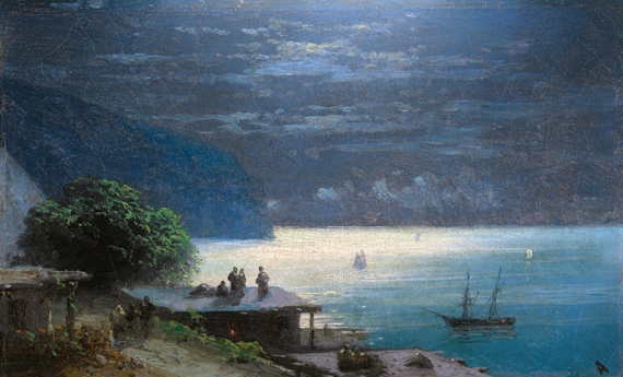 Crimean Coast by Moonlight by Ivan Aivazovsky, oil painting reproduction on canvas Crimean Coast by Moonlight