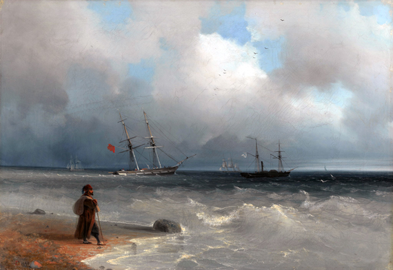 Sea Shore by Ivan Aivazovsky, oil painting reproduction on canvas Sea Shore