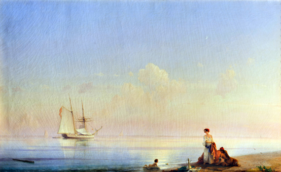 The Shore of the Sea. Calm 1843 by Ivan Aivazovsky, oil painting reproduction on canvas The Shore of the Sea. Calm 1843
