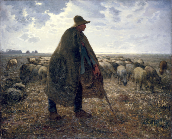 Shepherd Tending his Flock by Francois Millet, oil painting reproduction on canvas Shepherd Tending his Flock