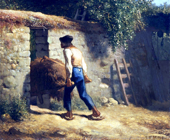 Peasant with Wheelbarrow by Francois Millet, oil painting reproduction on canvas Peasant with Wheelbarrow