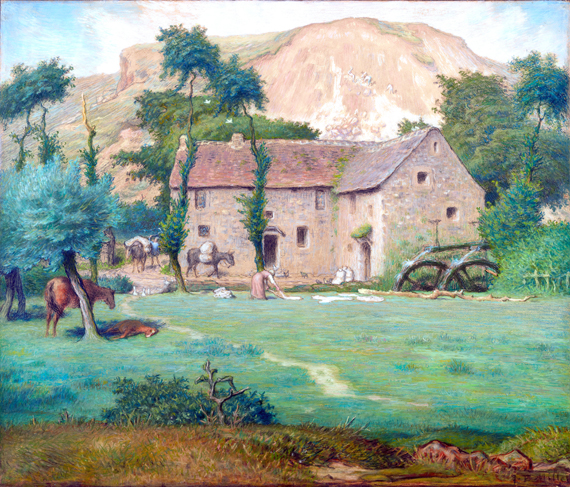 Watermill at the Foot of a Mountain by Francois Millet, oil painting reproduction on canvas Watermill at the Foot of a Mountain
