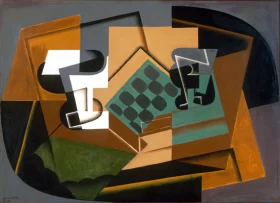 Chessboard, Glass, and Dish 1917