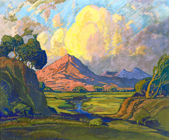 Extensive landscape with Mountains by Jacobus Hendrik Pierneef, oil painting reproduction on canvas Extensive landscape with Mountains