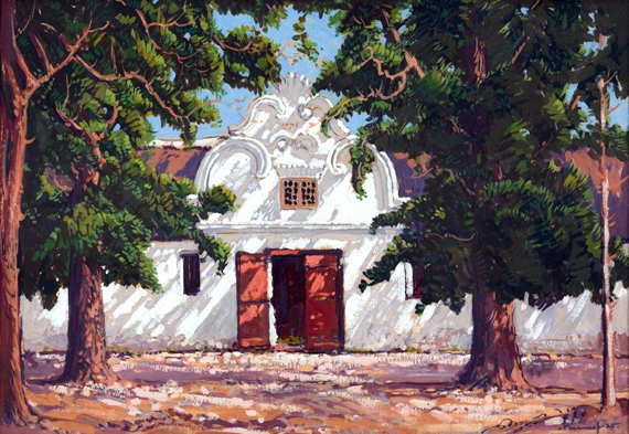 Wynkelder By Du Toits Plaas, Krommerivier, Stellenbosch by Jacobus Hendrik Pierneef, oil painting reproduction on canvas Wynkelder By Du Toits Plaas, Krommerivier, Stellenbosch
