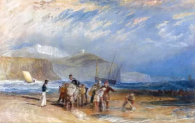 Double portrait of Master John Truman Villebois Folkestone Harbour and Coast to Dover 1829