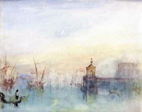 Venice- The New Moon – The Dogana from the steps of The Hotel Europa