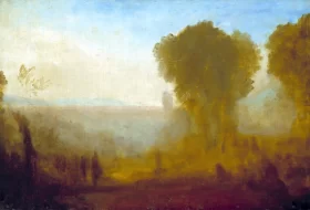 Landscape with Tower, Trees and Figures