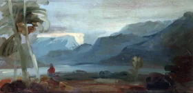 Mountainous Landscape with Figures and Cattle