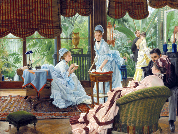 In the Conservatory (Rivals) by James Tissot, oil painting reproduction on canvas In the Conservatory (Rivals)