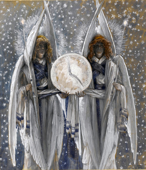 Angels Holding a Dial indicating the Different Hours of the Acts of the Passion