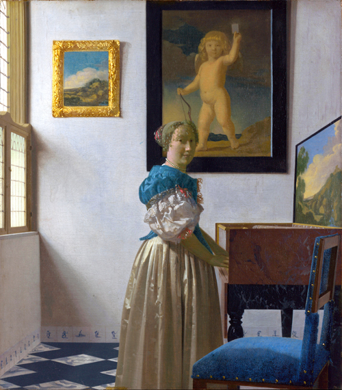 Lady Standing at a Virginal by Johannes Vermeer, oil painting reproduction on canvas Lady Standing at a Virginal